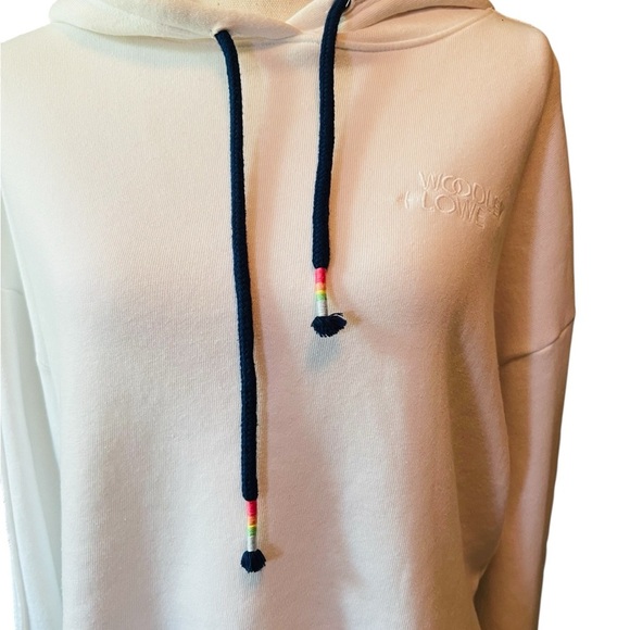 Woodley + Lowe Chic Crop White Hoodie with Navy Accents Size D - Picture 2 of 12